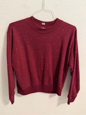 a new day Burgundy Embellished Crewneck Sweater